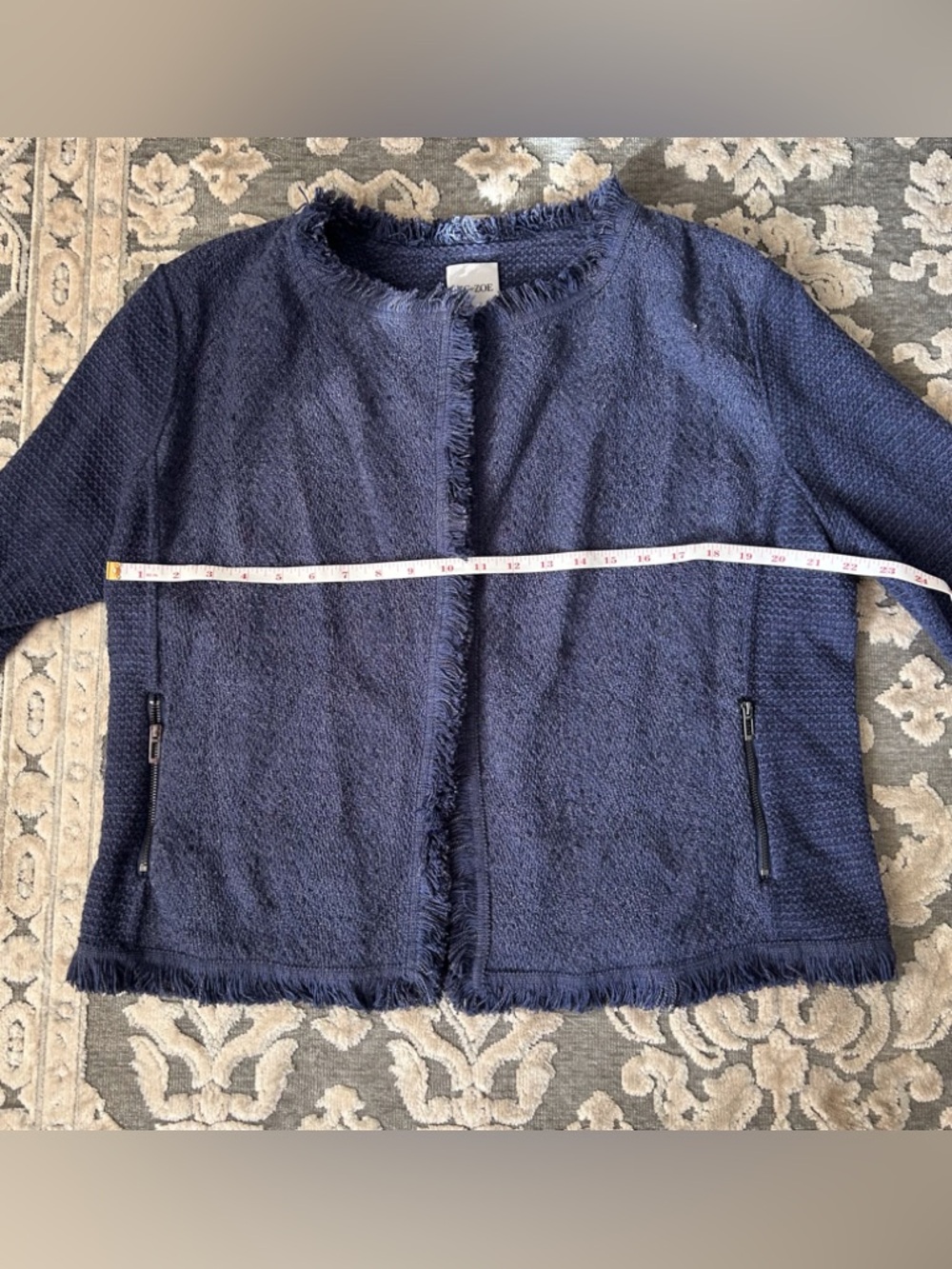 Nic+Zoe Fringe Navy Mix Cardigan Blazer - Picture 5 of 12